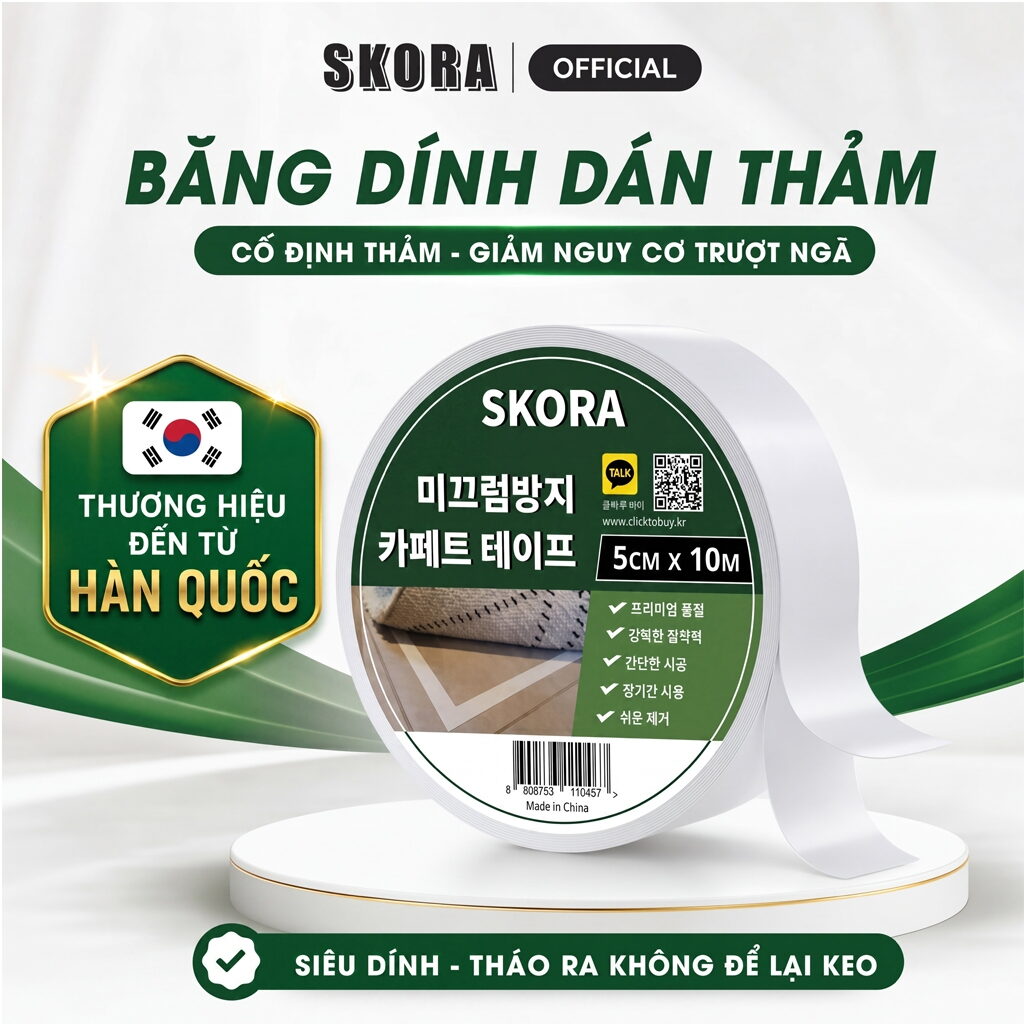 Băng dính dán thảm SKORA 5cm x 10M