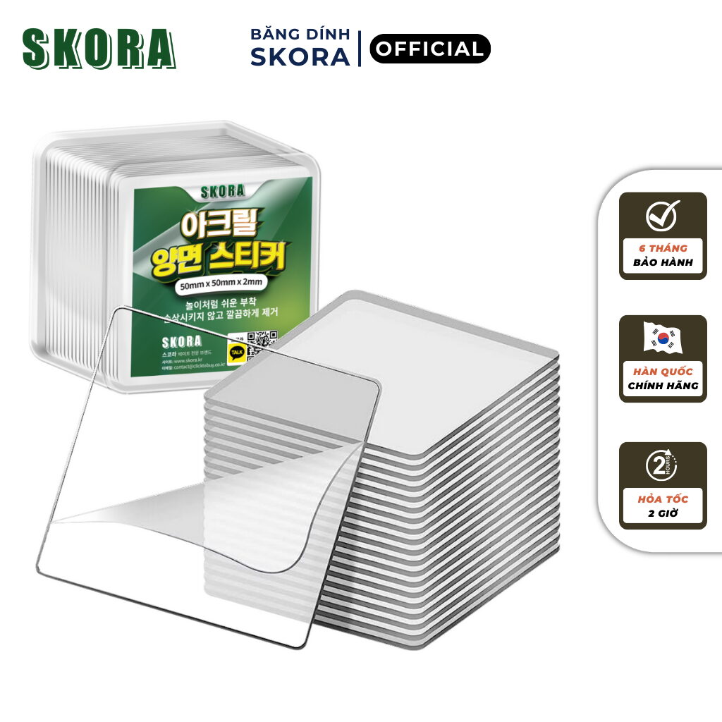 Băng keo 2 mặt SKORA dạng miếng dán