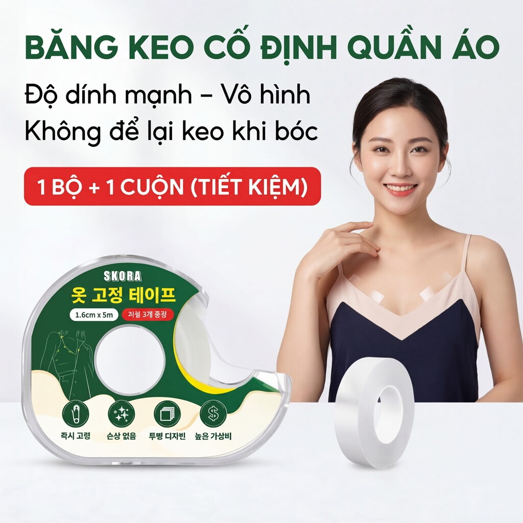 Băng keo cố định quần áo SKORA 1,6cm x 5m